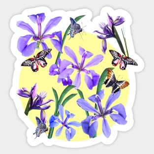 Irises and Butterflies Sticker